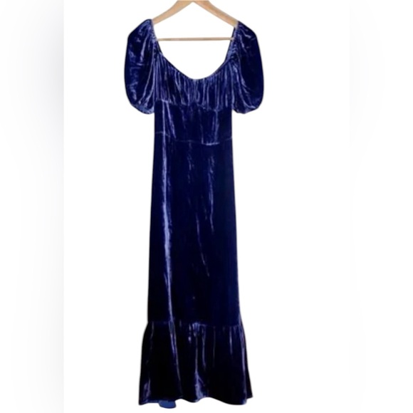 Reformation Suzzane Velvet Blue Dress - Picture 6 of 9
